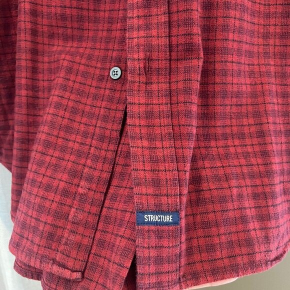 Men's Structure Red/Black Flannel Long Sleeve, Size XL - Picture 3 of 8